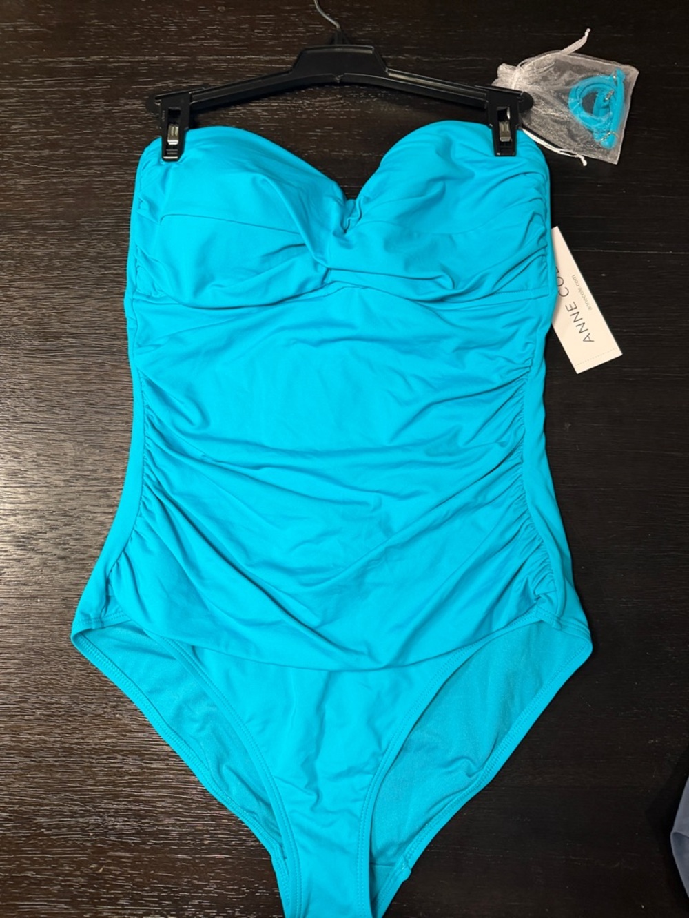 New NWT Anne Cole Bright Turquoise Strapless One-Piece Swimsuit size 10